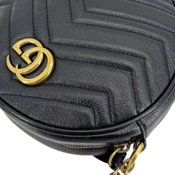 Gucci  GG Marmont Mini Round Leather Crossbody Bag Black 550154 - Picture 7 of 14